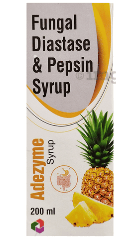 Adezyme Syrup — primary carton, front brand panel and formulation strength